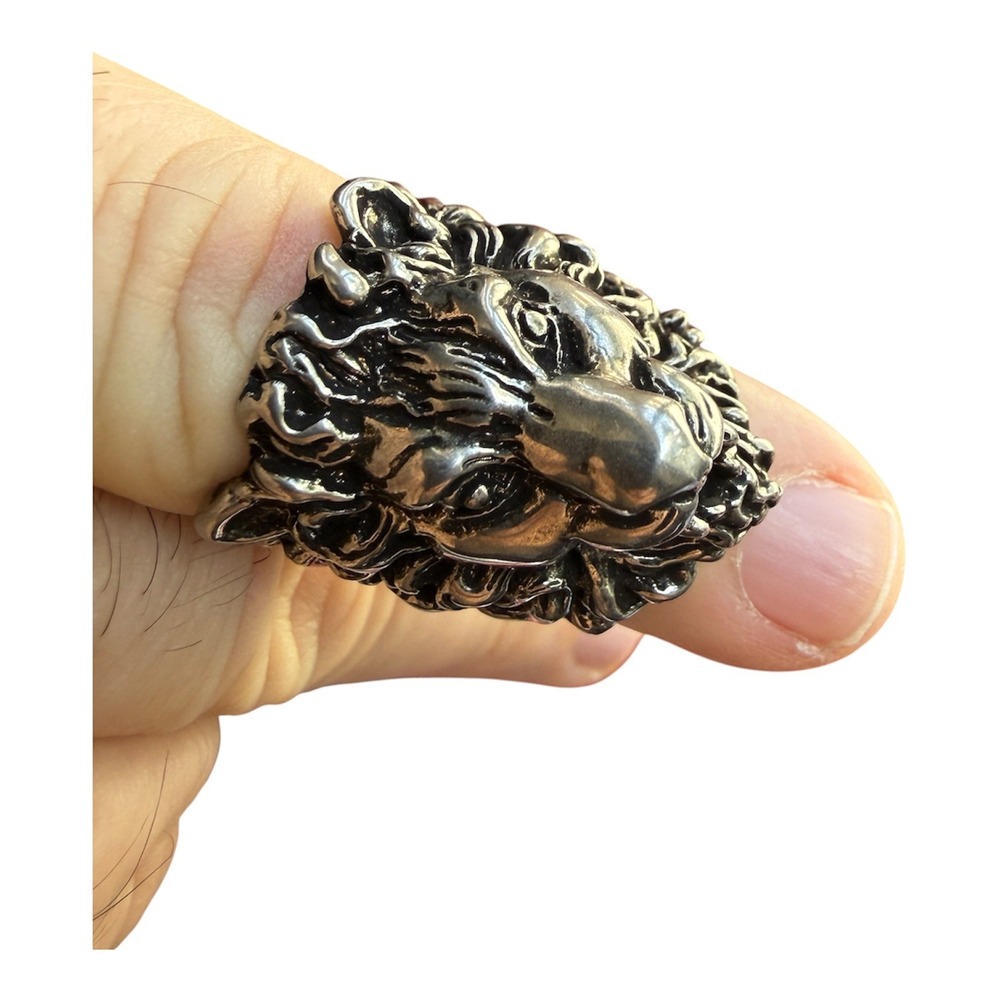 Gucci Silver-tone Brass Lion Head Ring - IT Size 13 = 6.5 US (53mm)